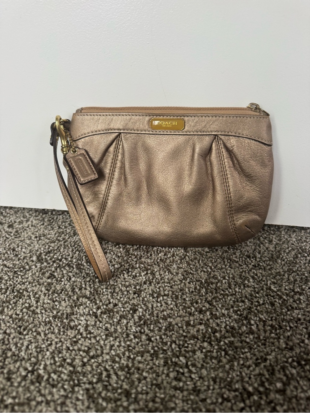 COACH Metallic Bronze Leather Wristlet